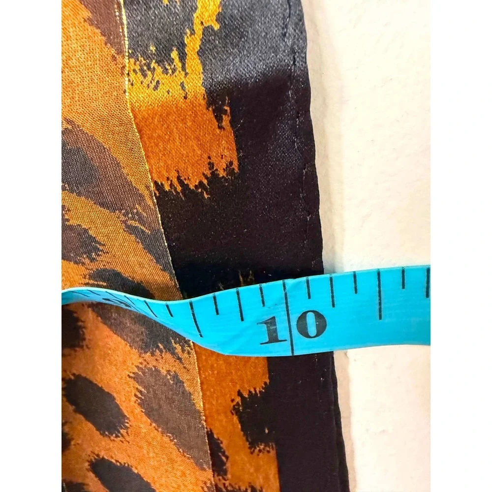 Vtg Jones New York Leopard Scarf Gold Metallic Stripe Animal Brown Black 52x10